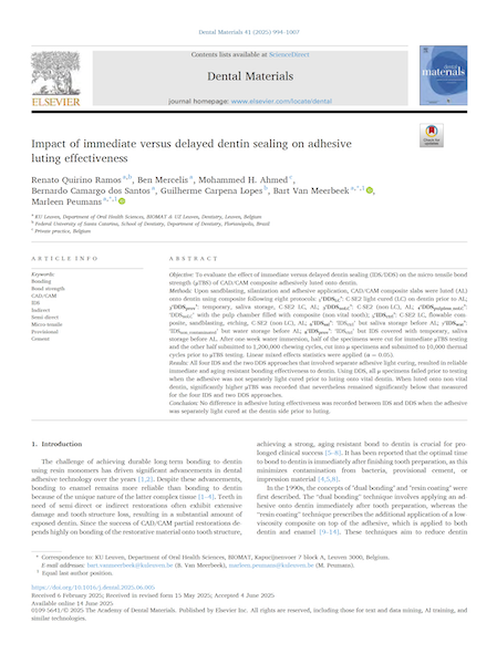 Scientific Study – Immediate vs. Delayed Dentin Sealing
